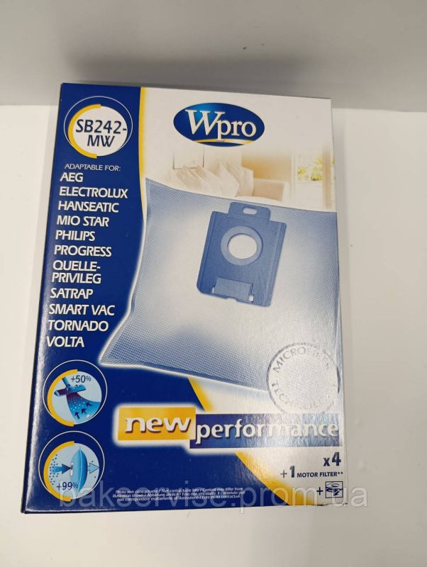 Набір мішків для пилососа Wpro SB242-MW (4 шт + фільтр) НОВЕ