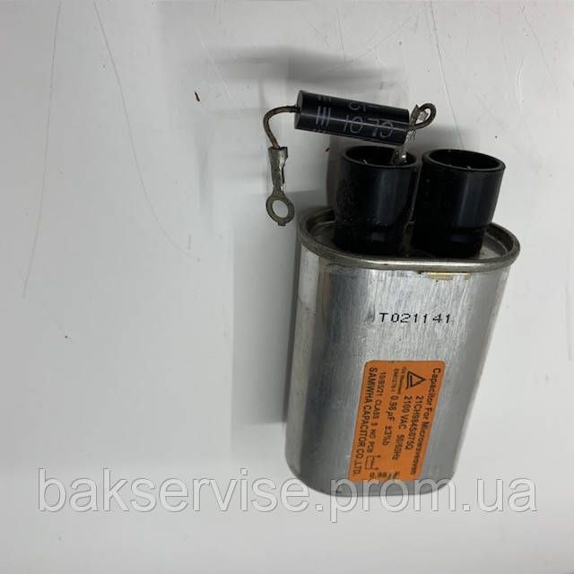 Конденсатор высоковольтный микроволновой печи Daewoo KOR-63D7SLA б/у 21CH984S075Q 0.98 mf 2100v
